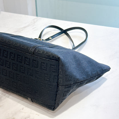 Fendi Black Zucchino Print Canvas Superstar Mini Shopping Tote