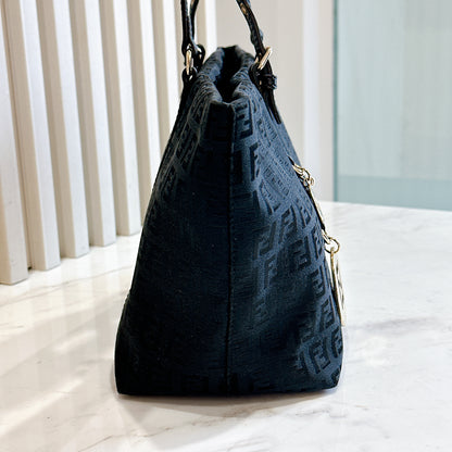 Fendi Black Zucchino Print Canvas Superstar Mini Shopping Tote