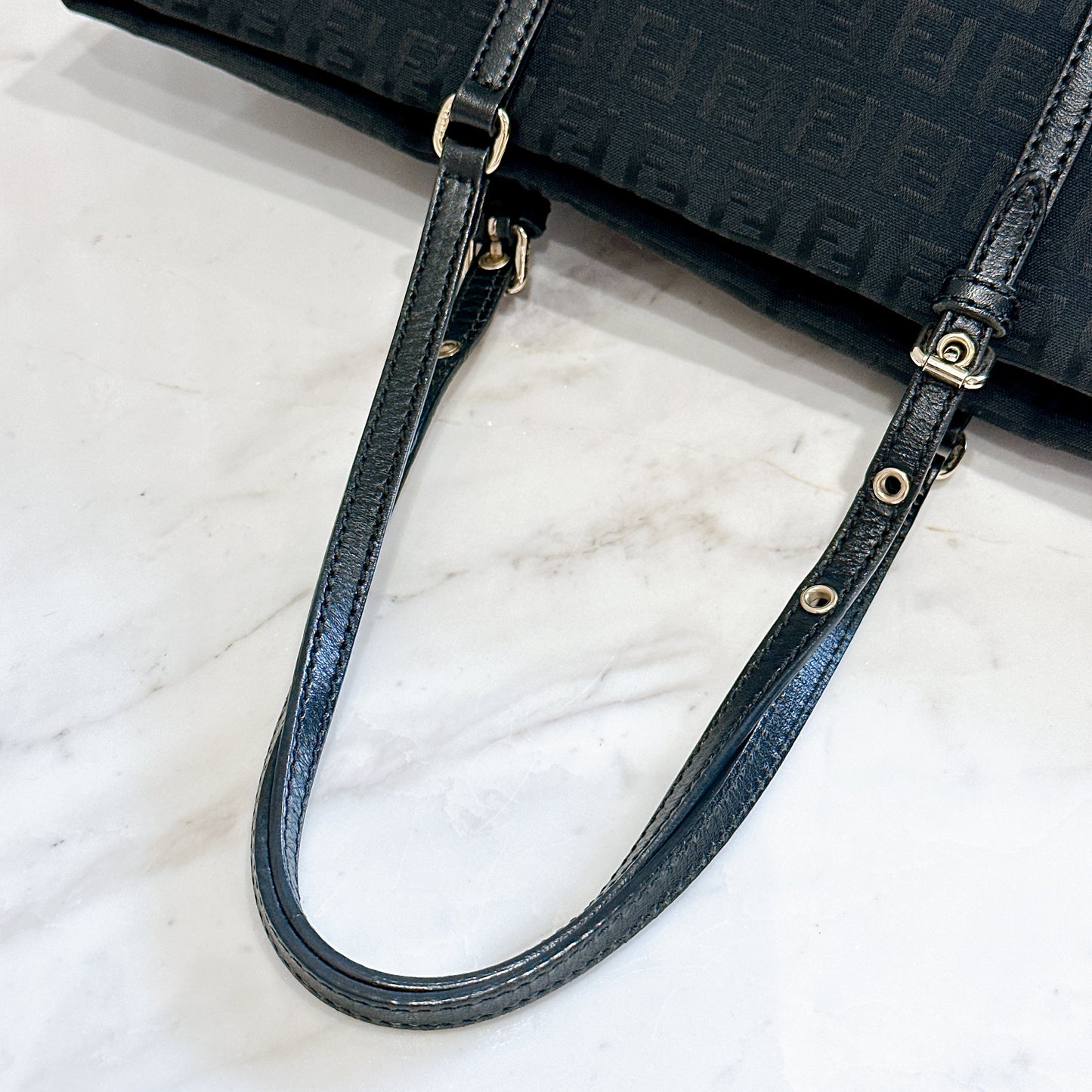 Fendi Black Zucchino Print Canvas Superstar Mini Shopping Tote