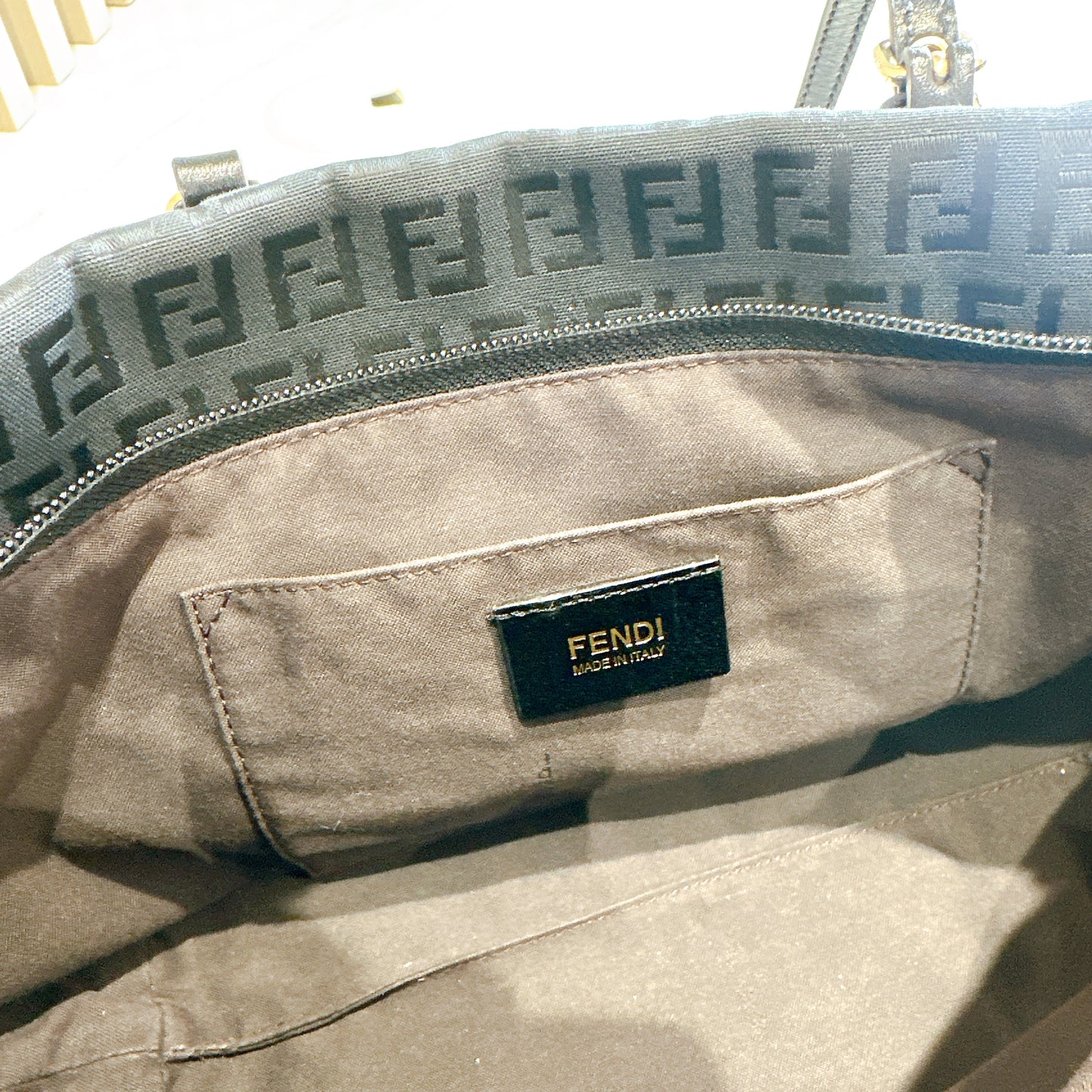 Fendi Black Zucchino Print Canvas Superstar Mini Shopping Tote