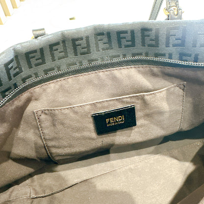 Fendi Black Zucchino Print Canvas Superstar Mini Shopping Tote