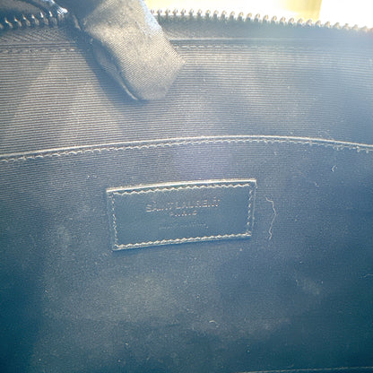 YSL Cassandre Black Crocodile Embossed Zip Pouch