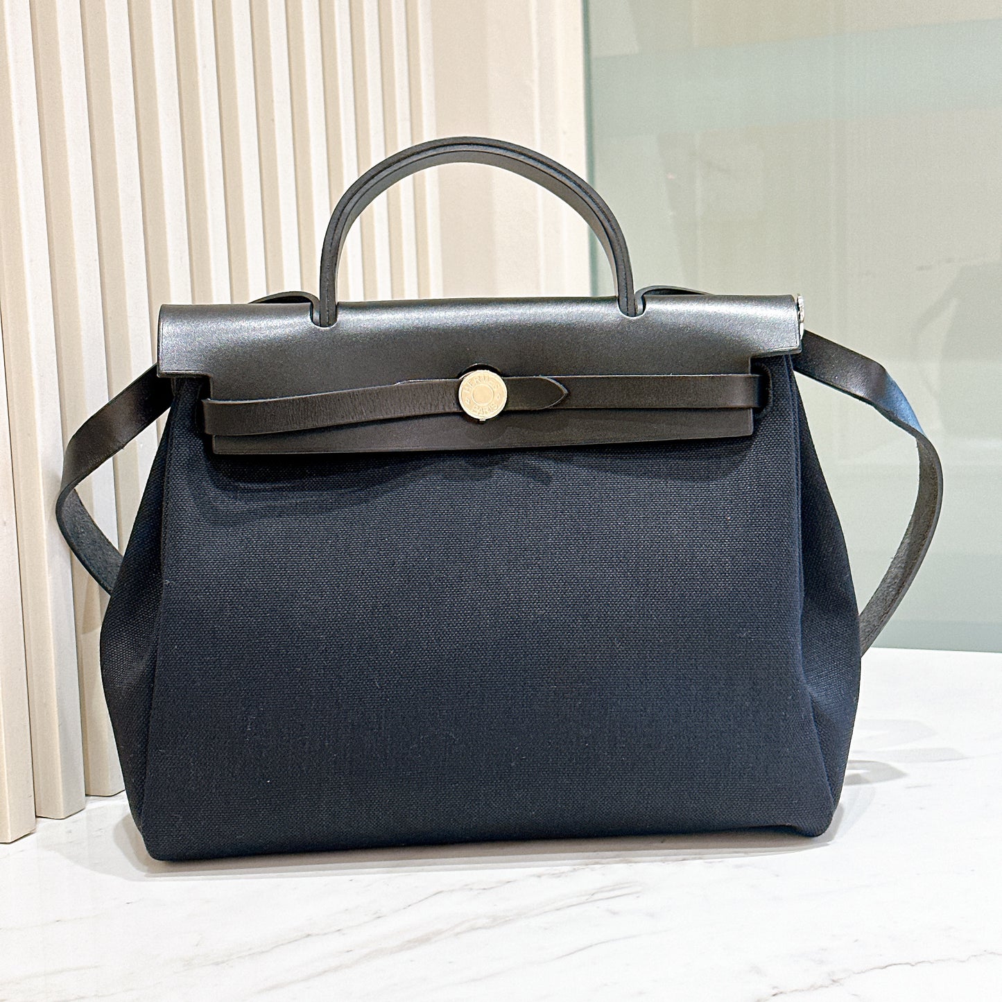Hermes Herbag Zip 31 in Noir