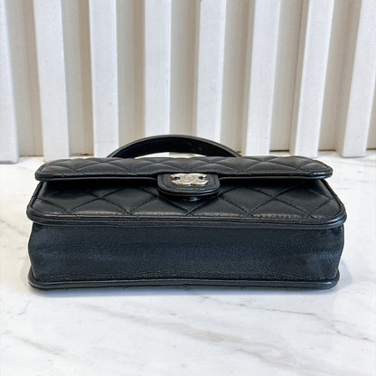 Chanel Top Handle Phone Holder in Black Lambskin