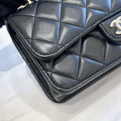 Chanel Top Handle Phone Holder in Black Lambskin