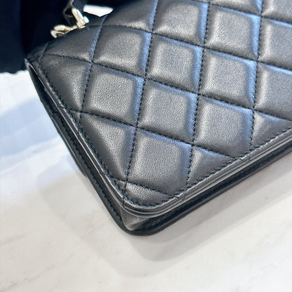 Chanel Top Handle Phone Holder in Black Lambskin