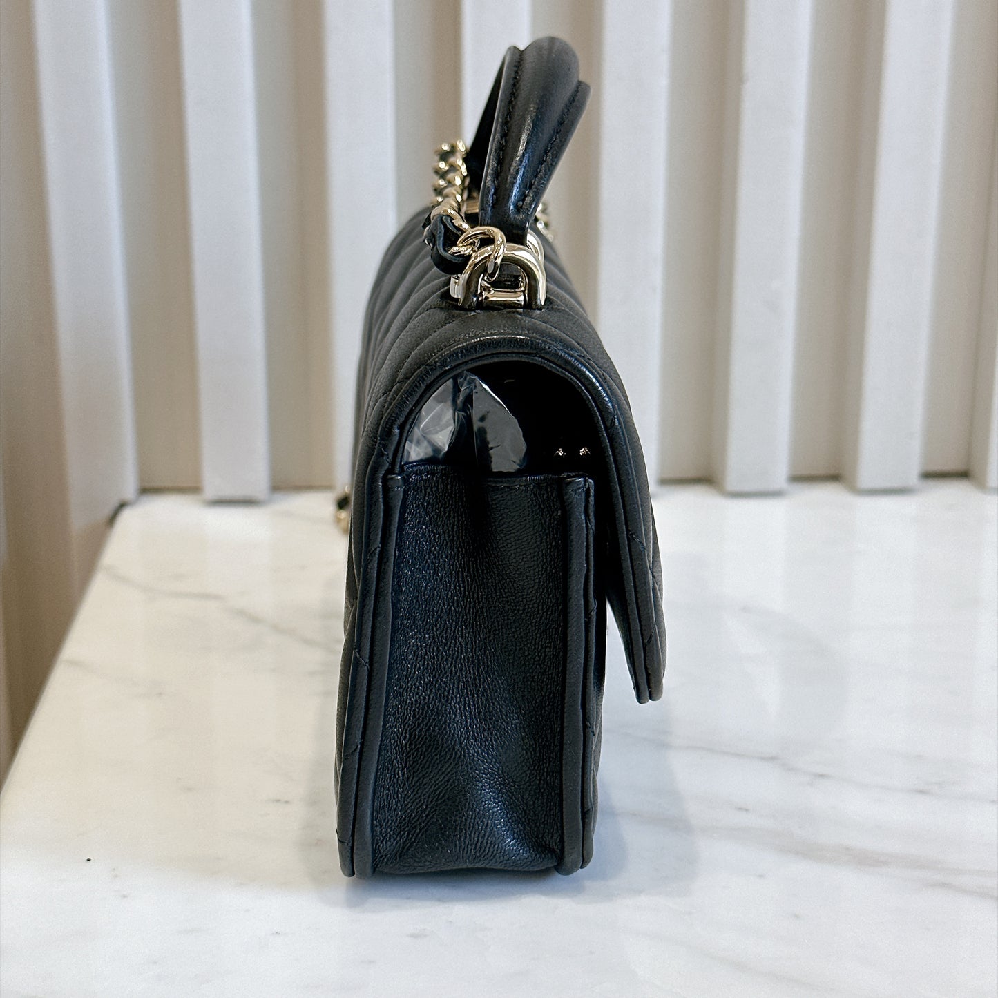 Chanel Top Handle Phone Holder in Black Lambskin