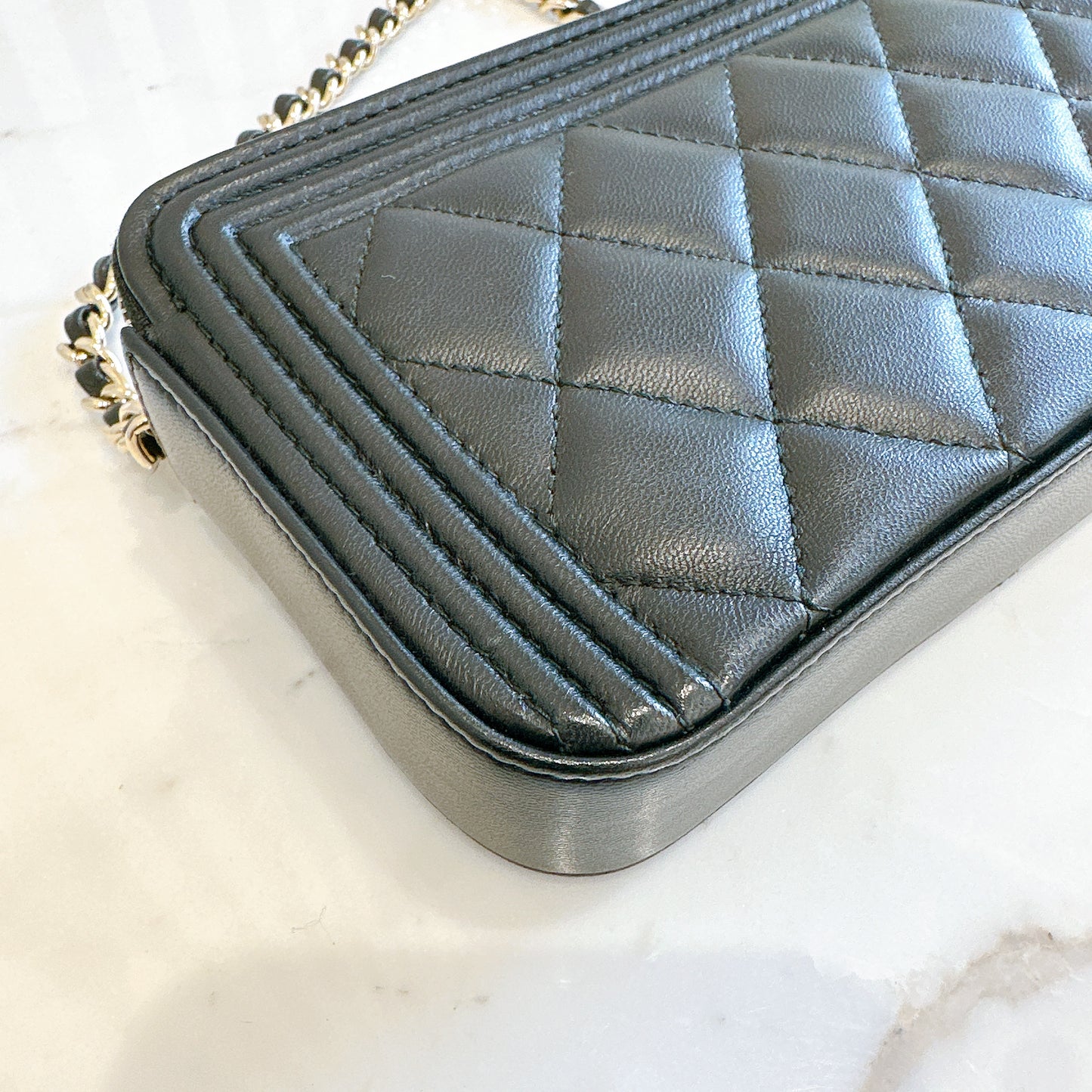 Chanel Boy Double Chain Pochette Black GHW