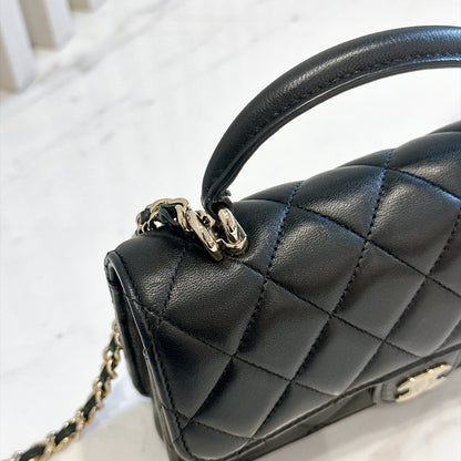 Chanel Top Handle Phone Holder in Black Lambskin