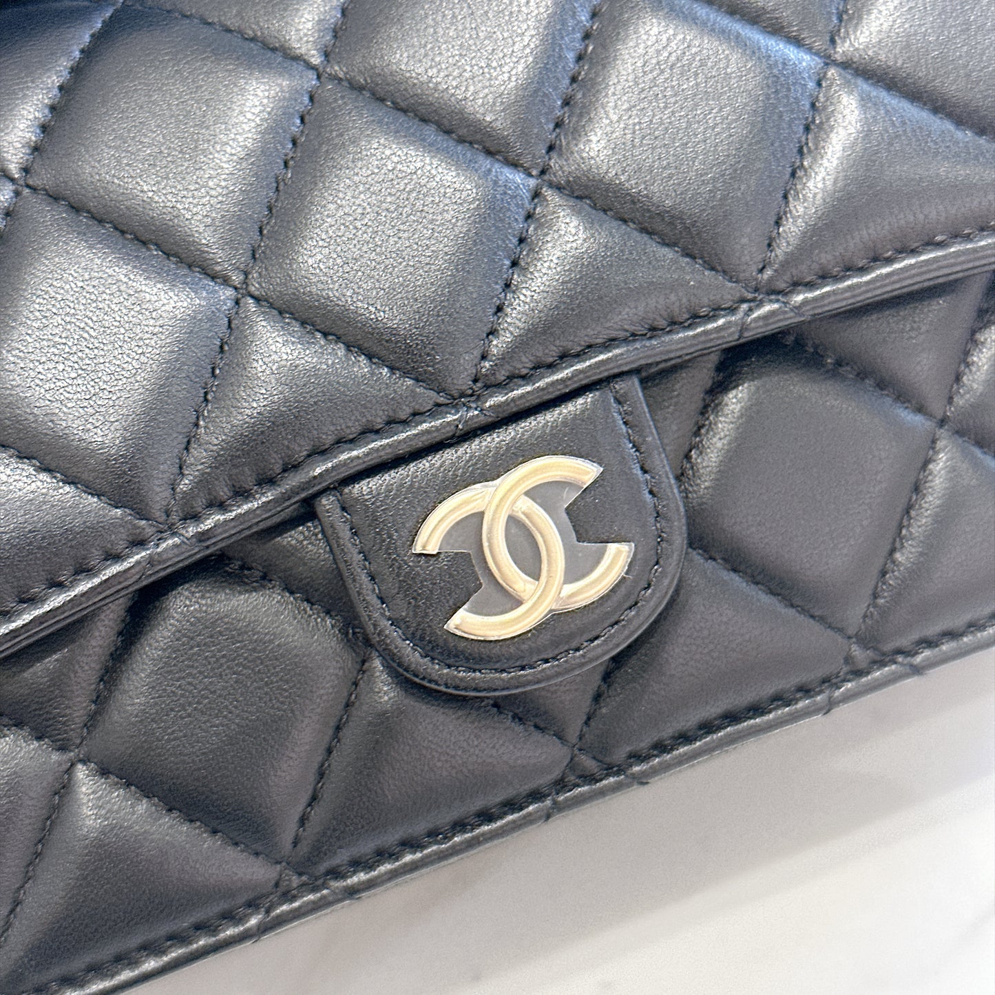 Chanel Top Handle Phone Holder in Black Lambskin