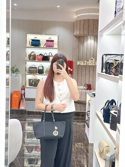 Fendi Black Zucchino Print Canvas Superstar Mini Shopping Tote