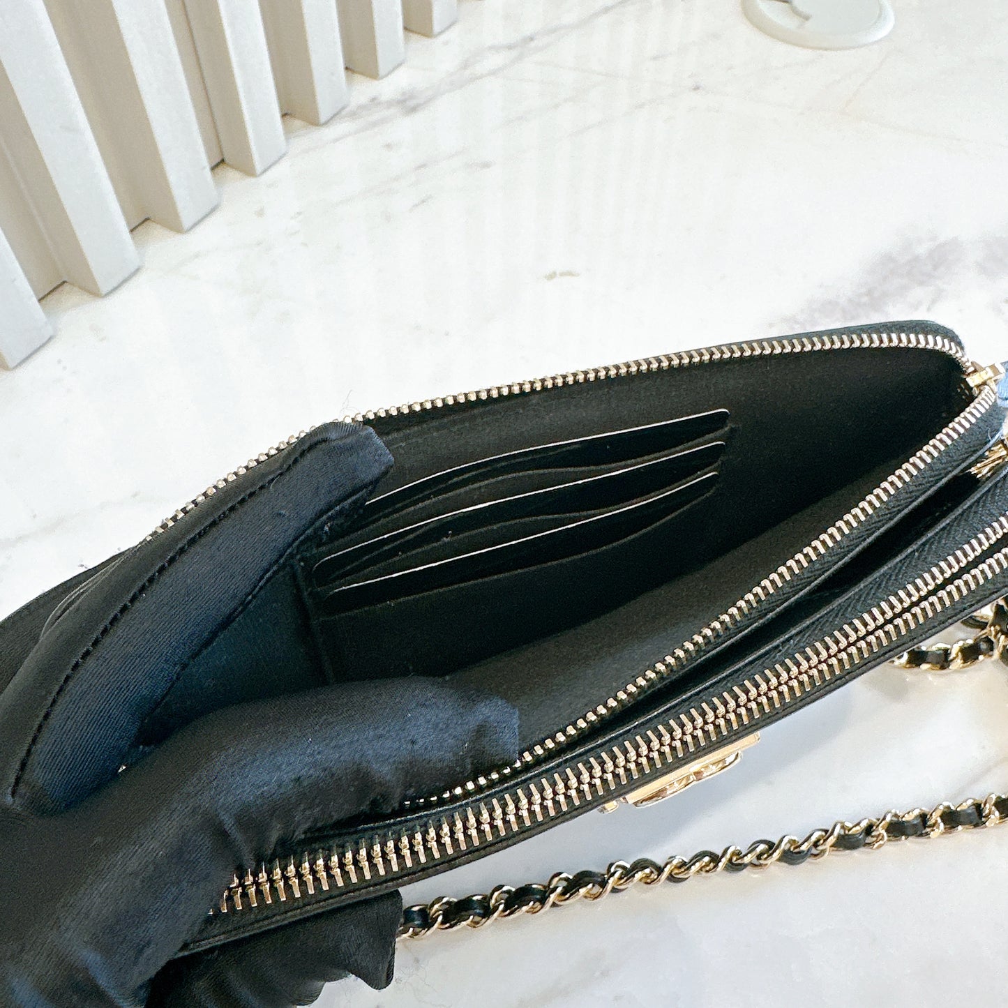 Chanel Boy Double Chain Pochette Black GHW
