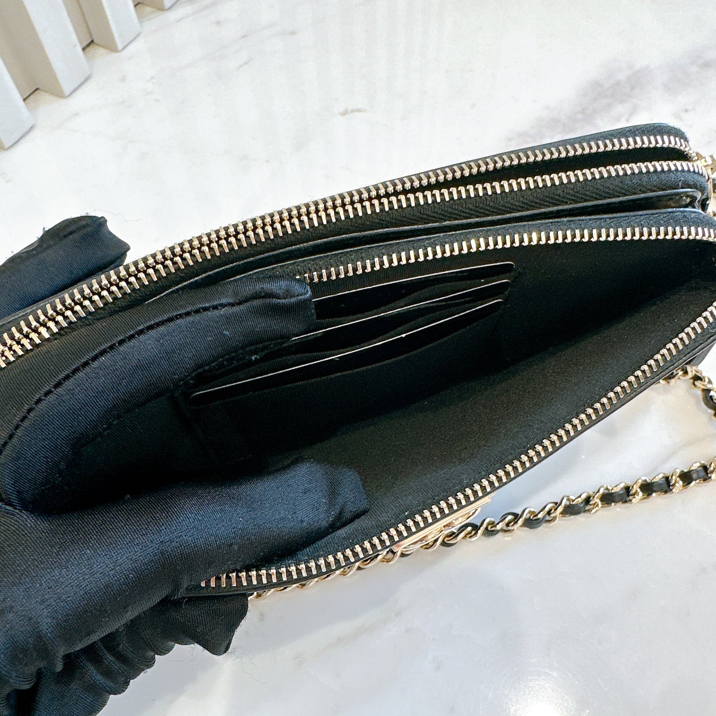 Chanel Boy Double Chain Pochette Black GHW