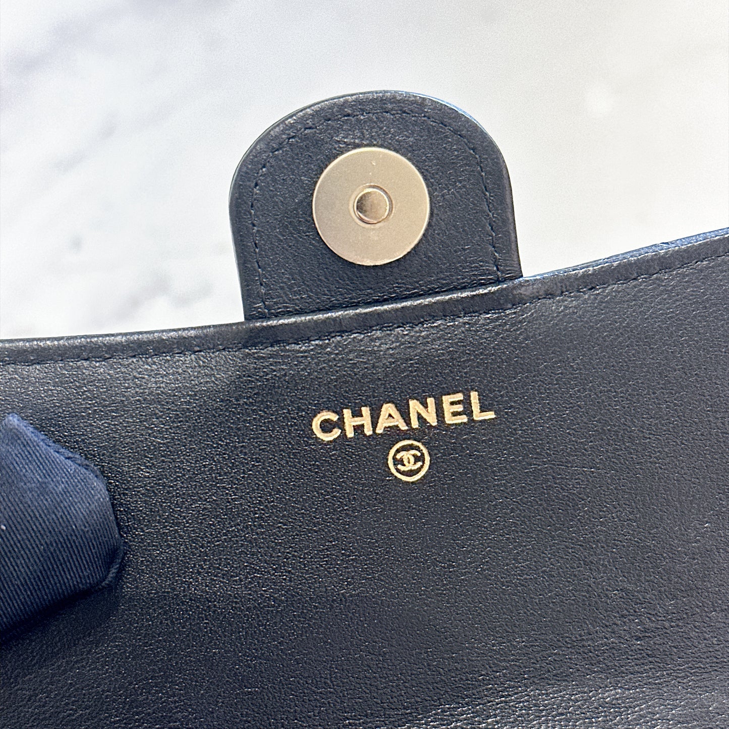 Chanel Top Handle Phone Holder in Black Lambskin