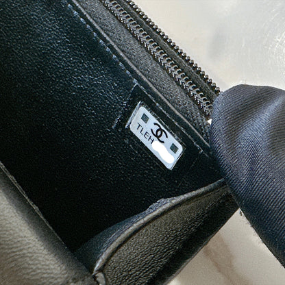 Chanel Top Handle Phone Holder in Black Lambskin
