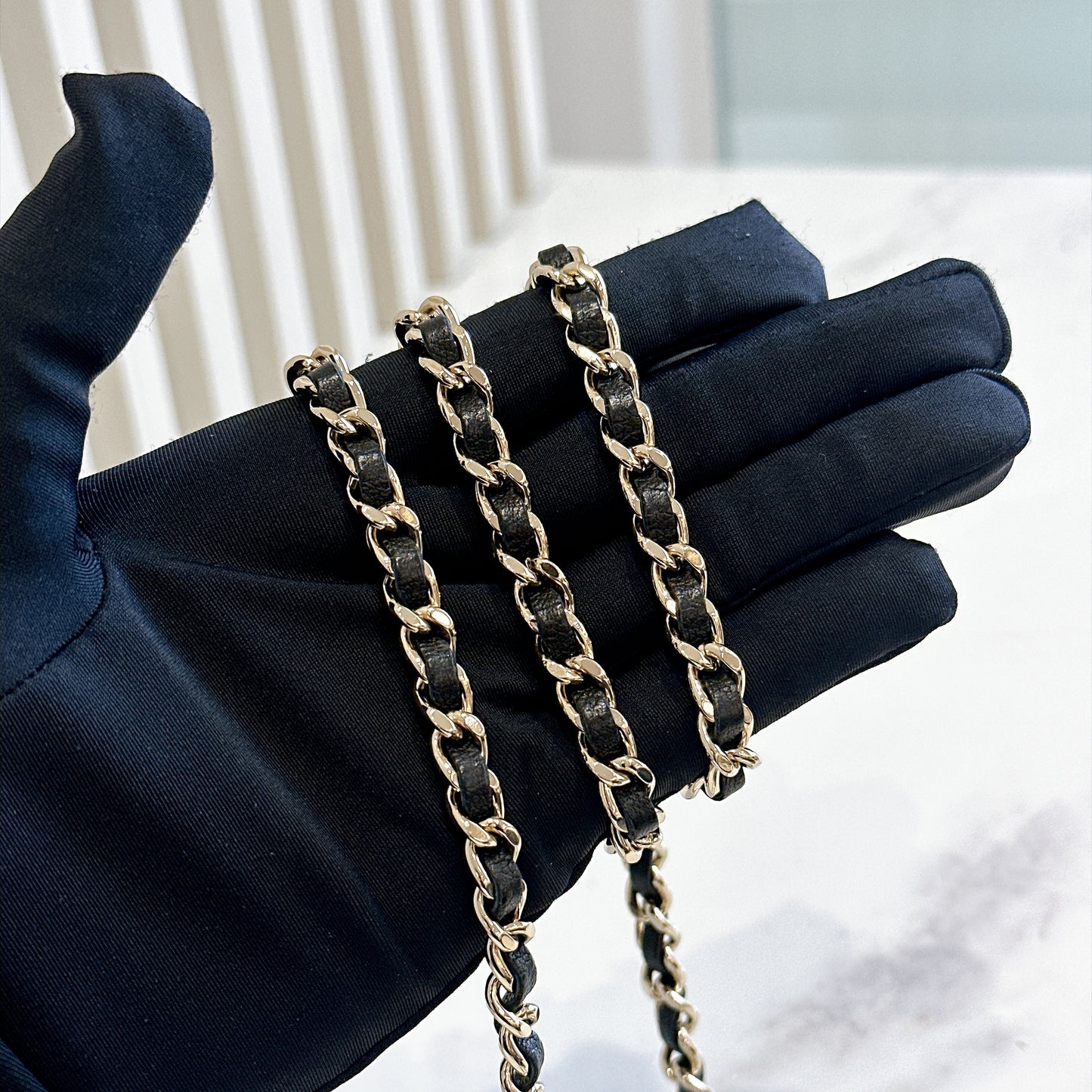 Chanel Top Handle Phone Holder in Black Lambskin