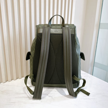 Gucci GG Monogram Large Backpack in Forest Green