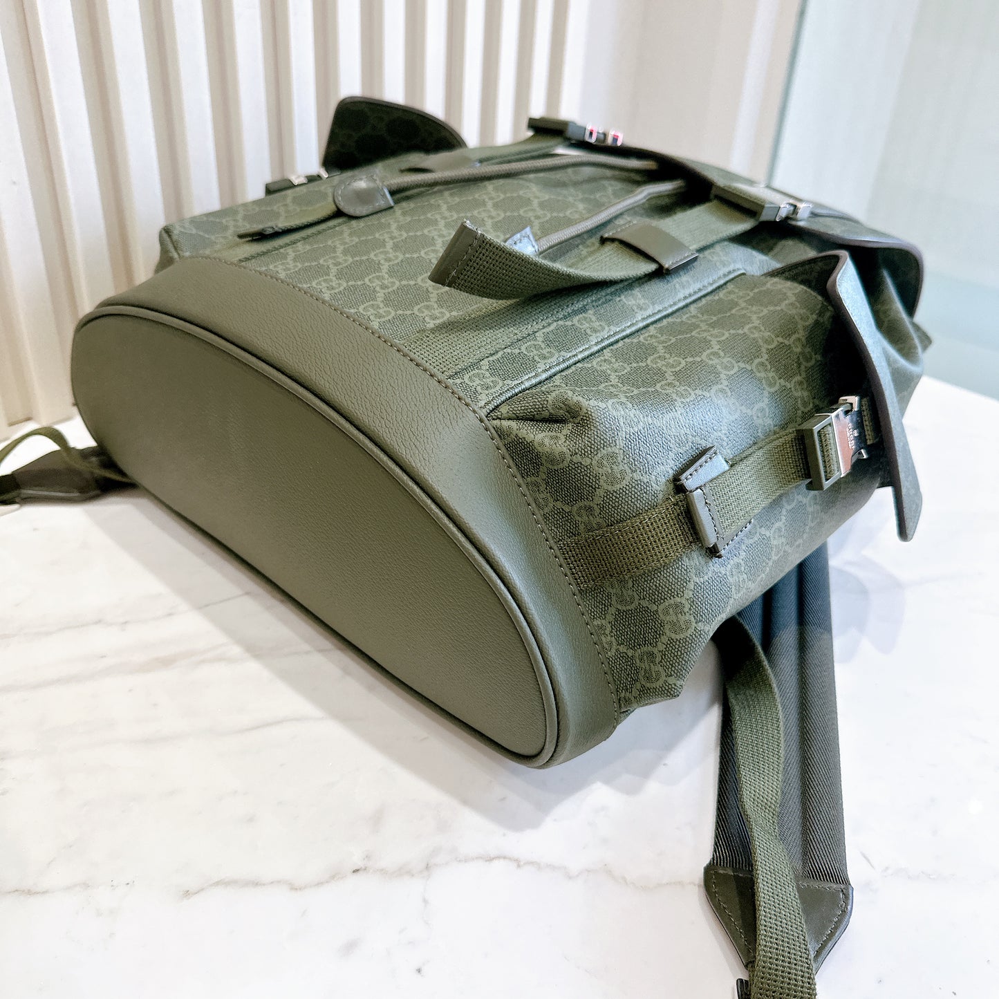 Gucci GG Monogram Large Backpack in Forest Green