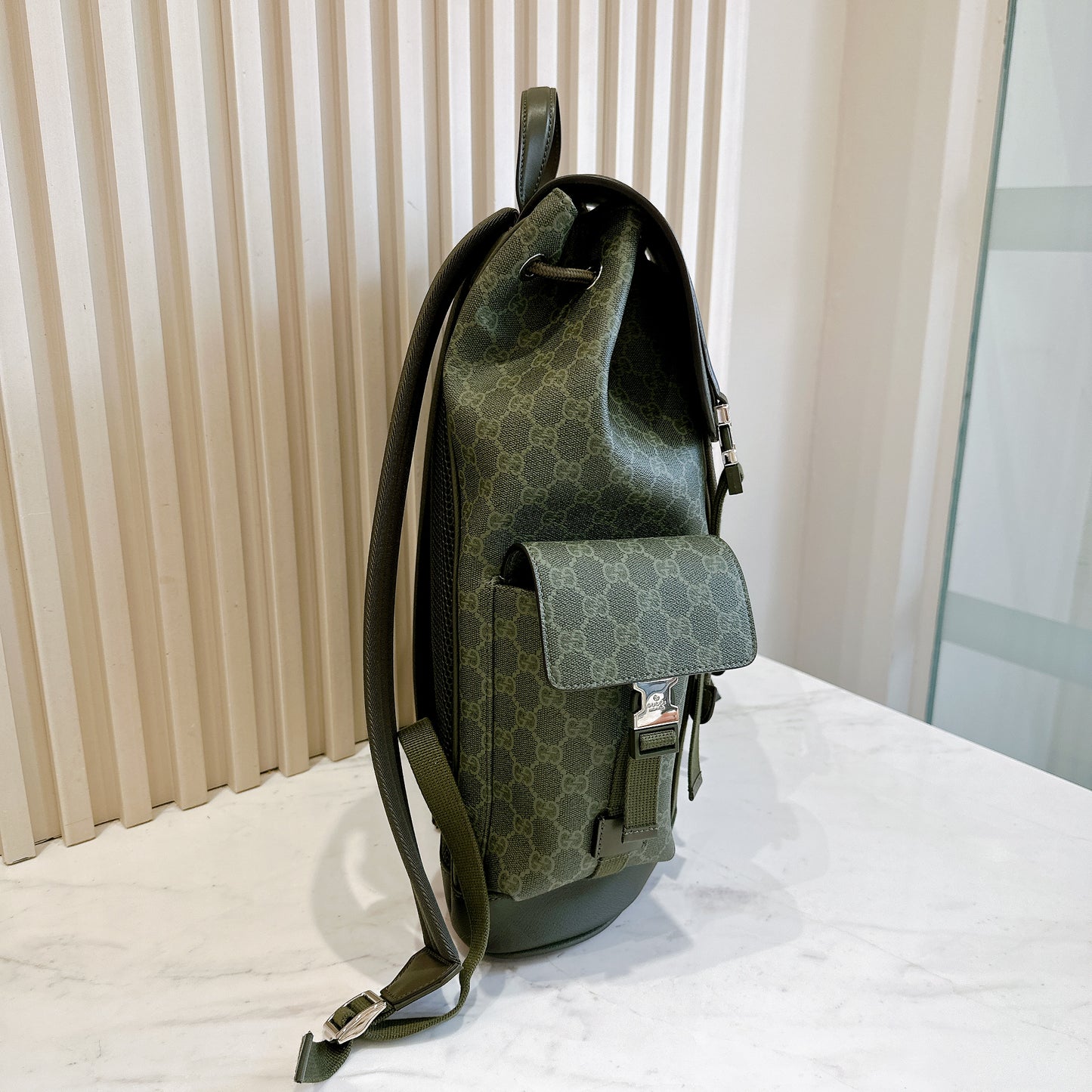 Gucci GG Monogram Large Backpack in Forest Green