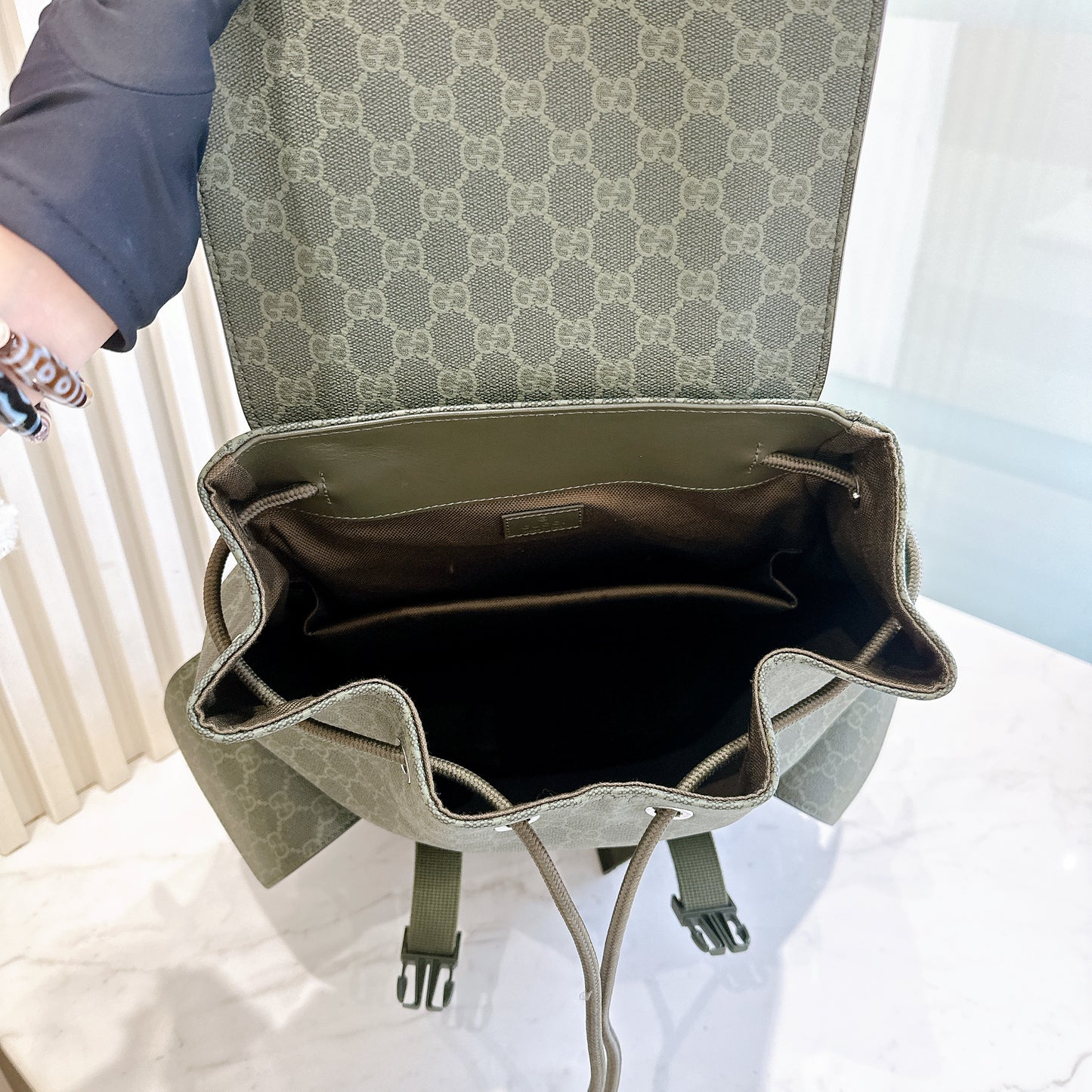 Gucci GG Monogram Large Backpack in Forest Green