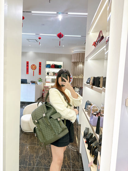 Gucci GG Monogram Large Backpack in Forest Green