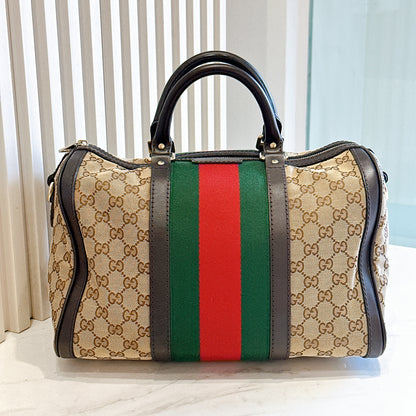 Gucci Boston Web Canvas Bag