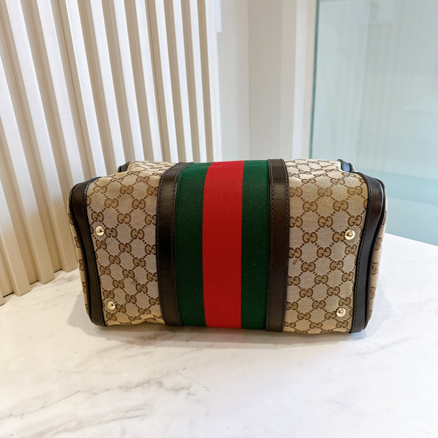 Gucci Boston Web Canvas Bag