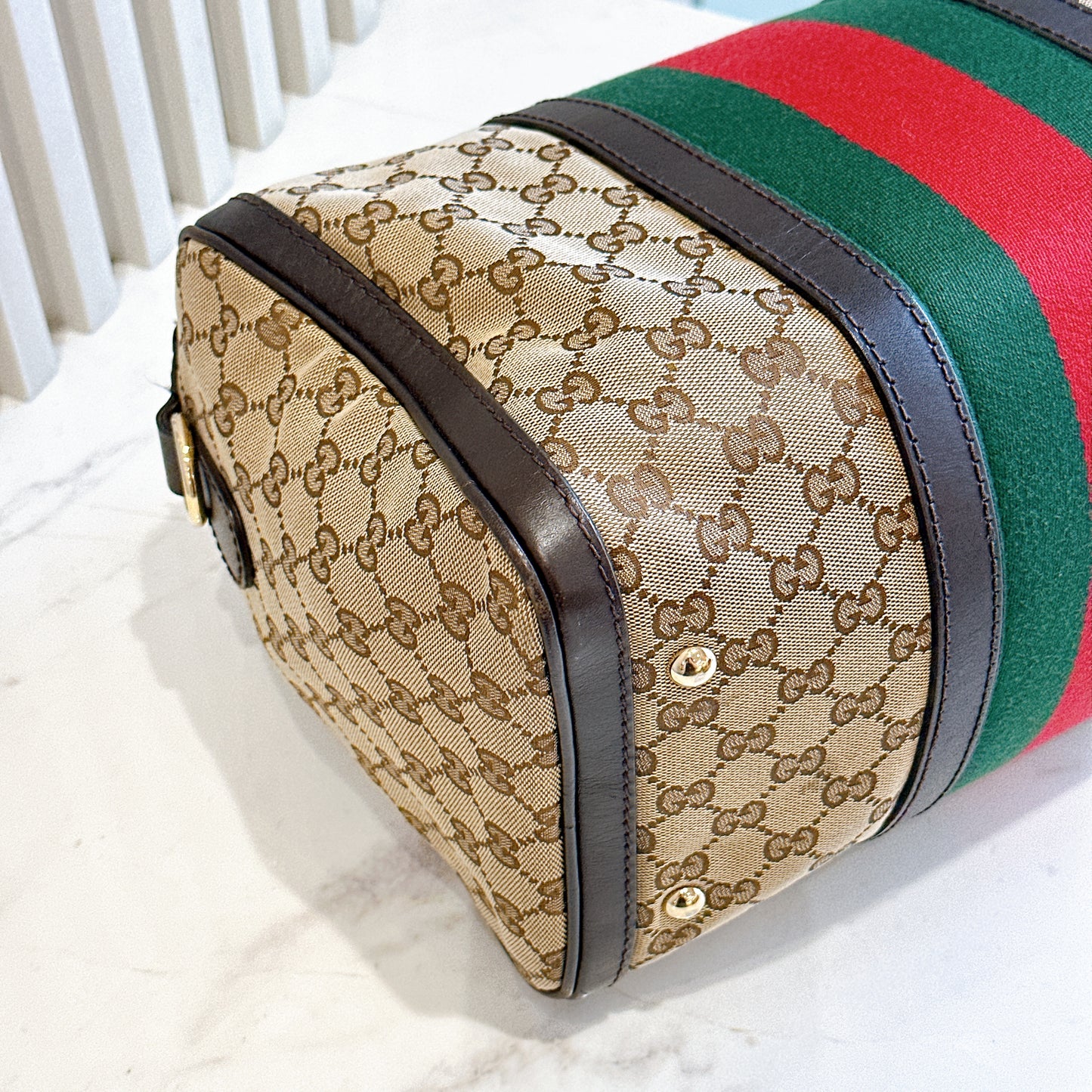 Gucci Boston Web Canvas Bag