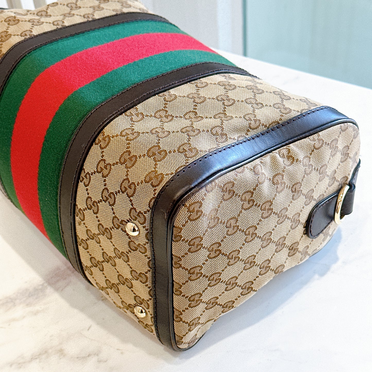 Gucci Boston Web Canvas Bag