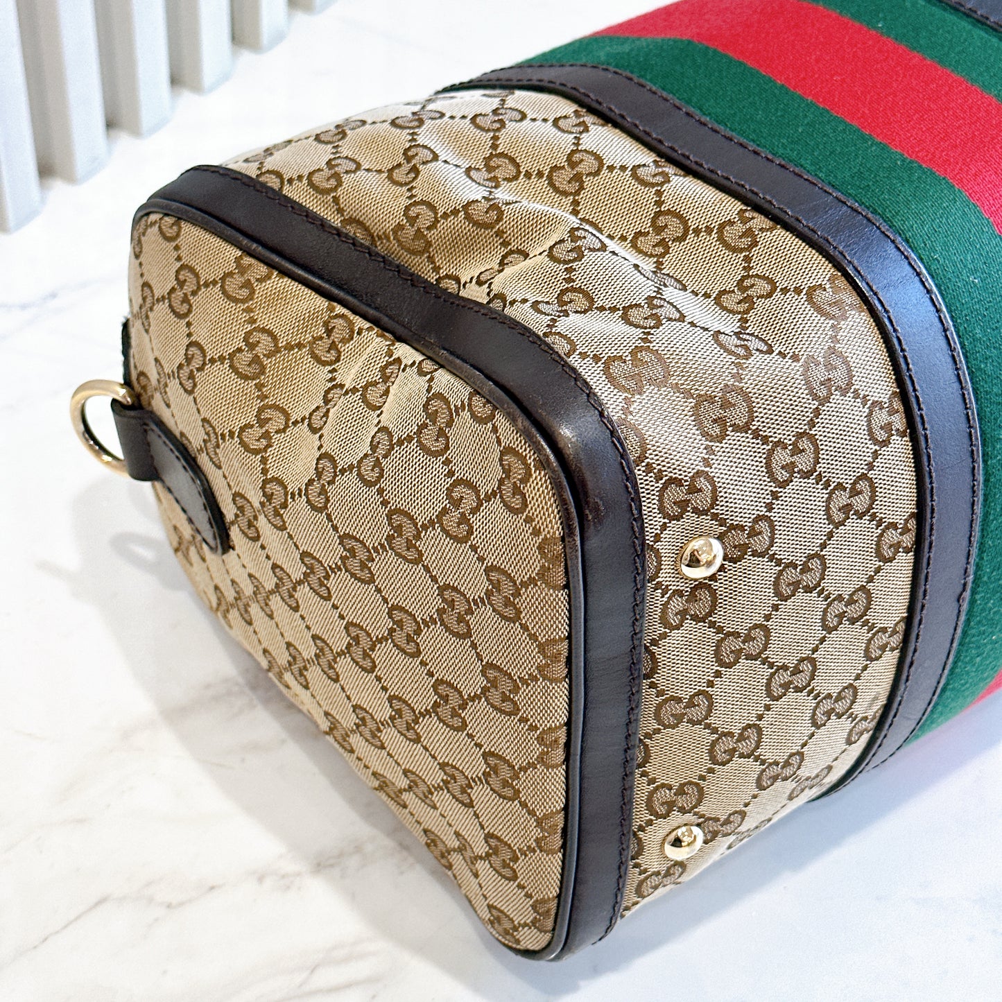 Gucci Boston Web Canvas Bag