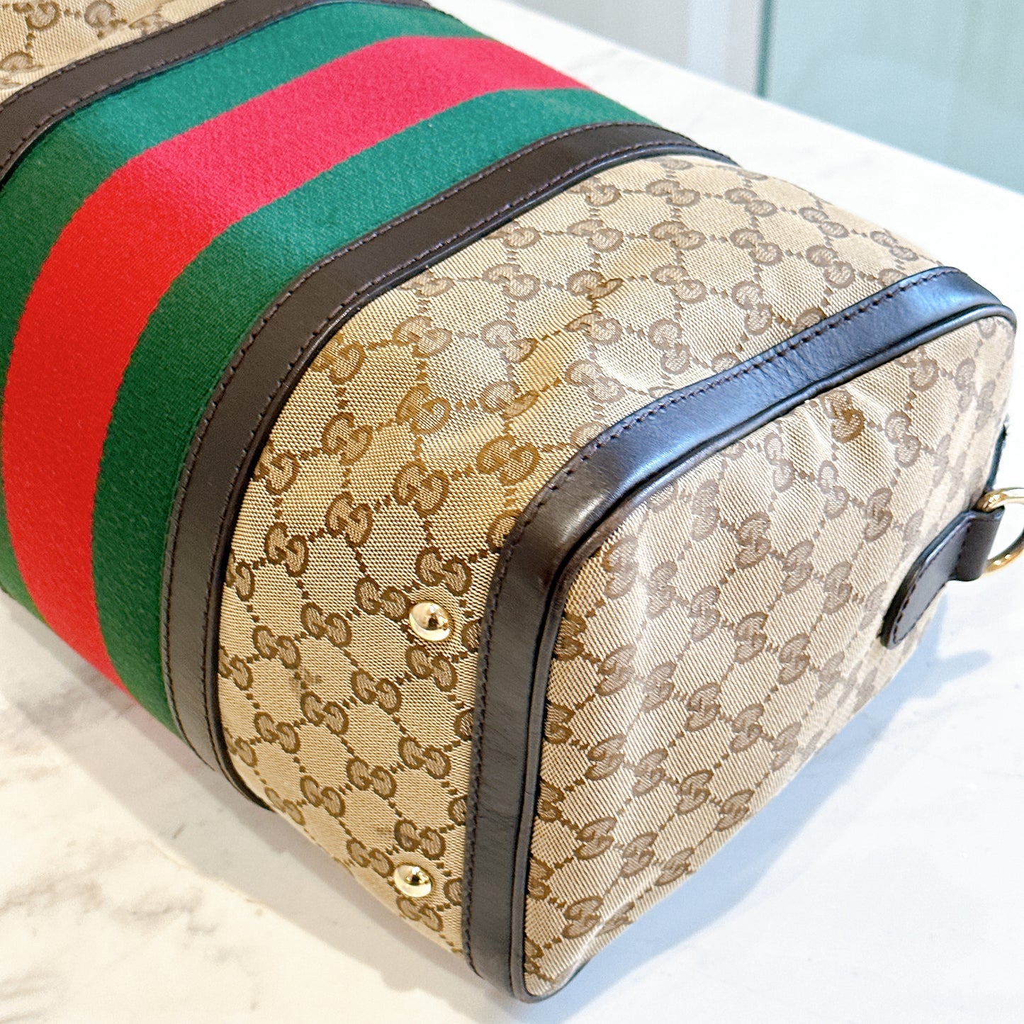 Gucci Boston Web Canvas Bag