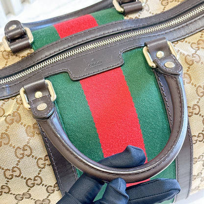 Gucci Boston Web Canvas Bag