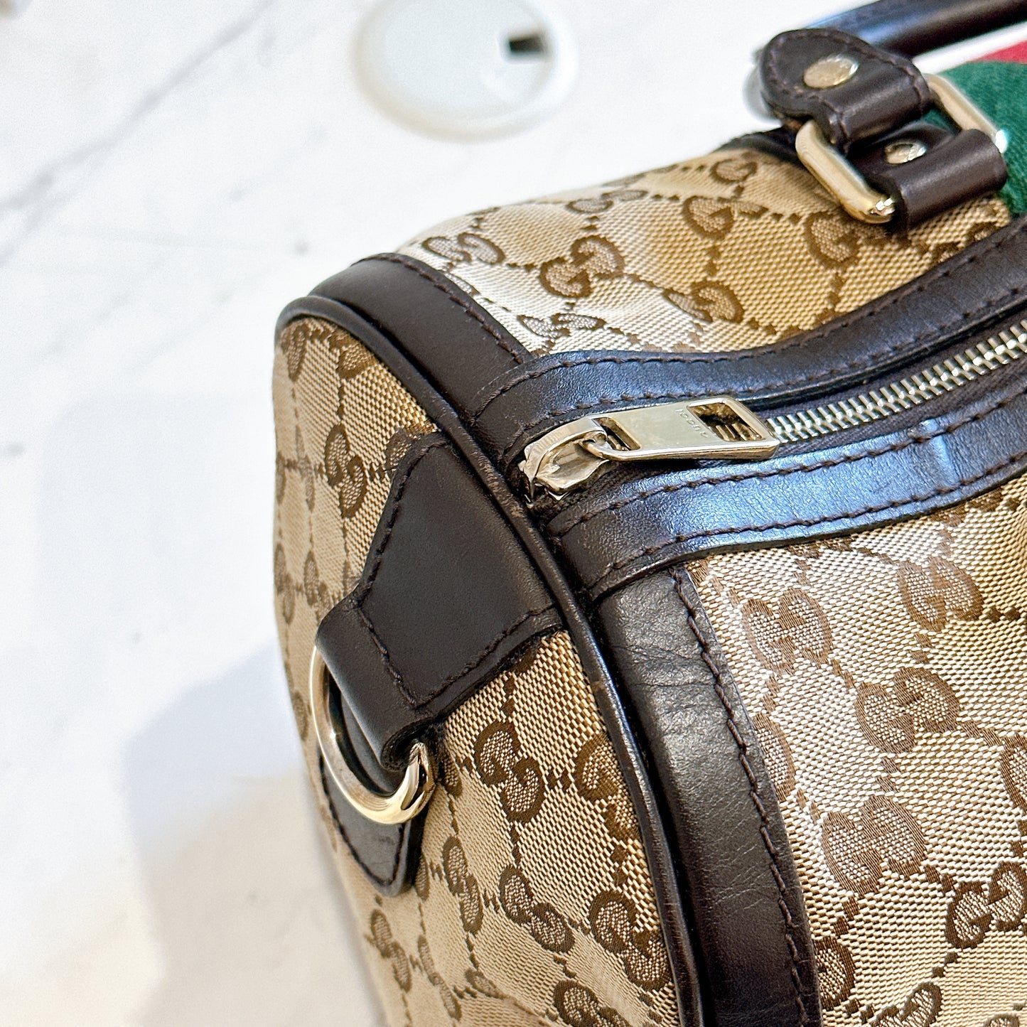 Gucci Boston Web Canvas Bag