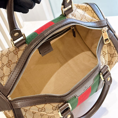 Gucci Boston Web Canvas Bag
