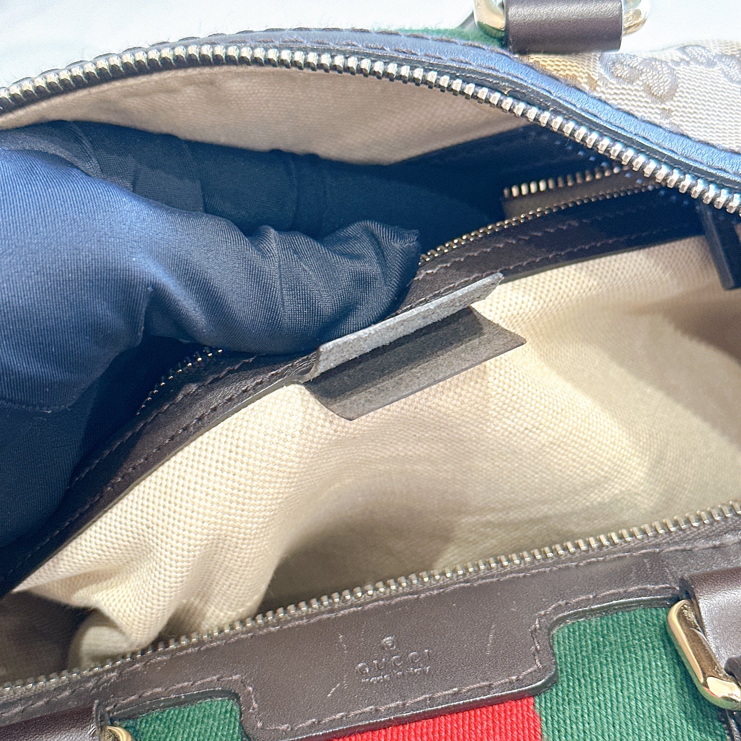 Gucci Boston Web Canvas Bag