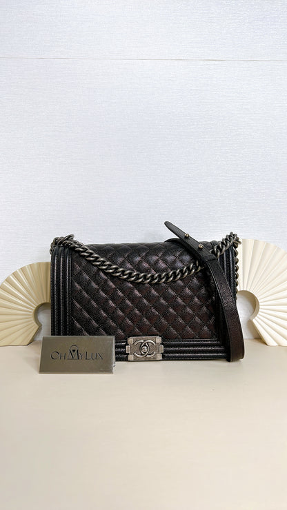 Chanel Boy New Medium in Black Caviar