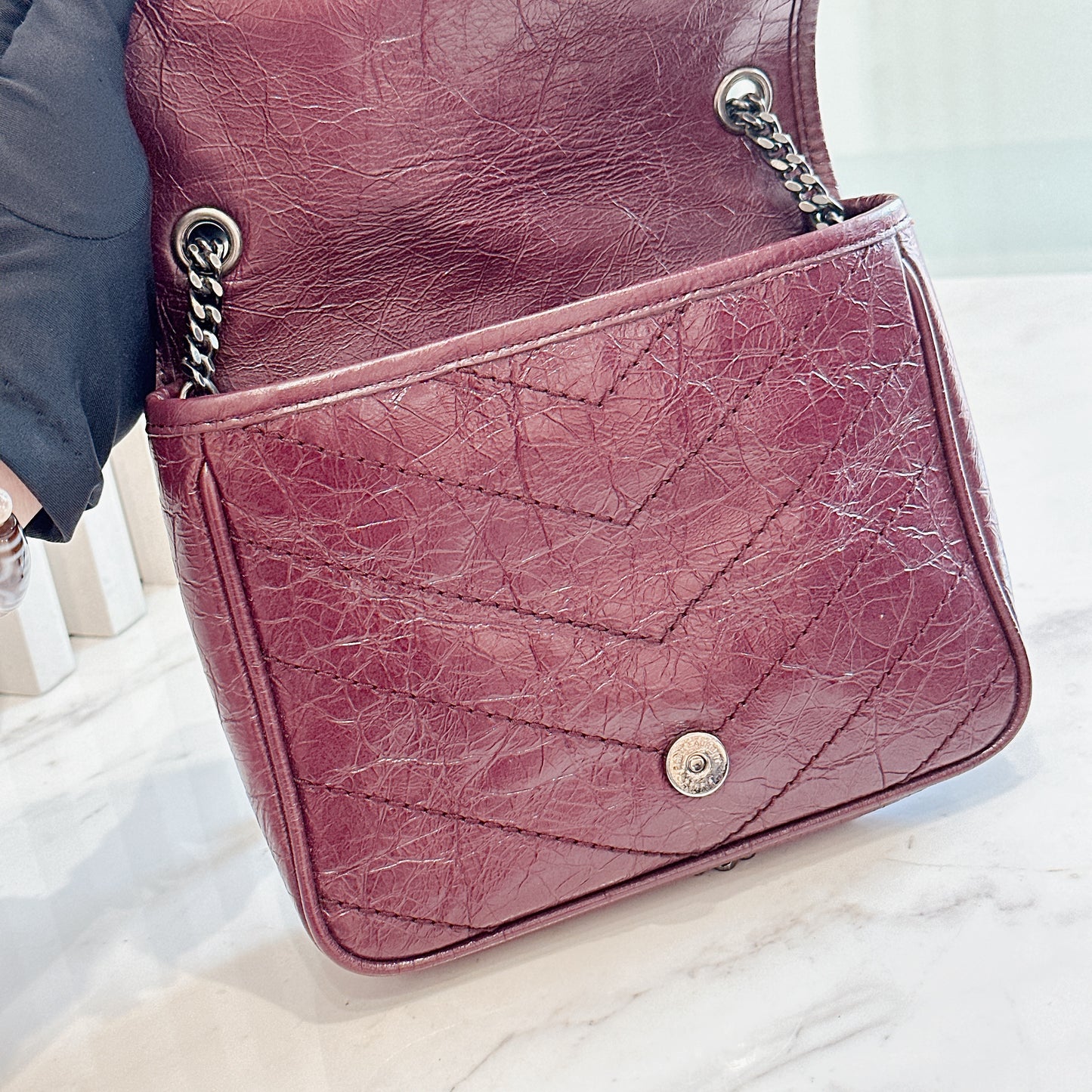 YSL Niki Mini in Burgundy Colour