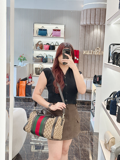 Gucci Boston Web Canvas Bag