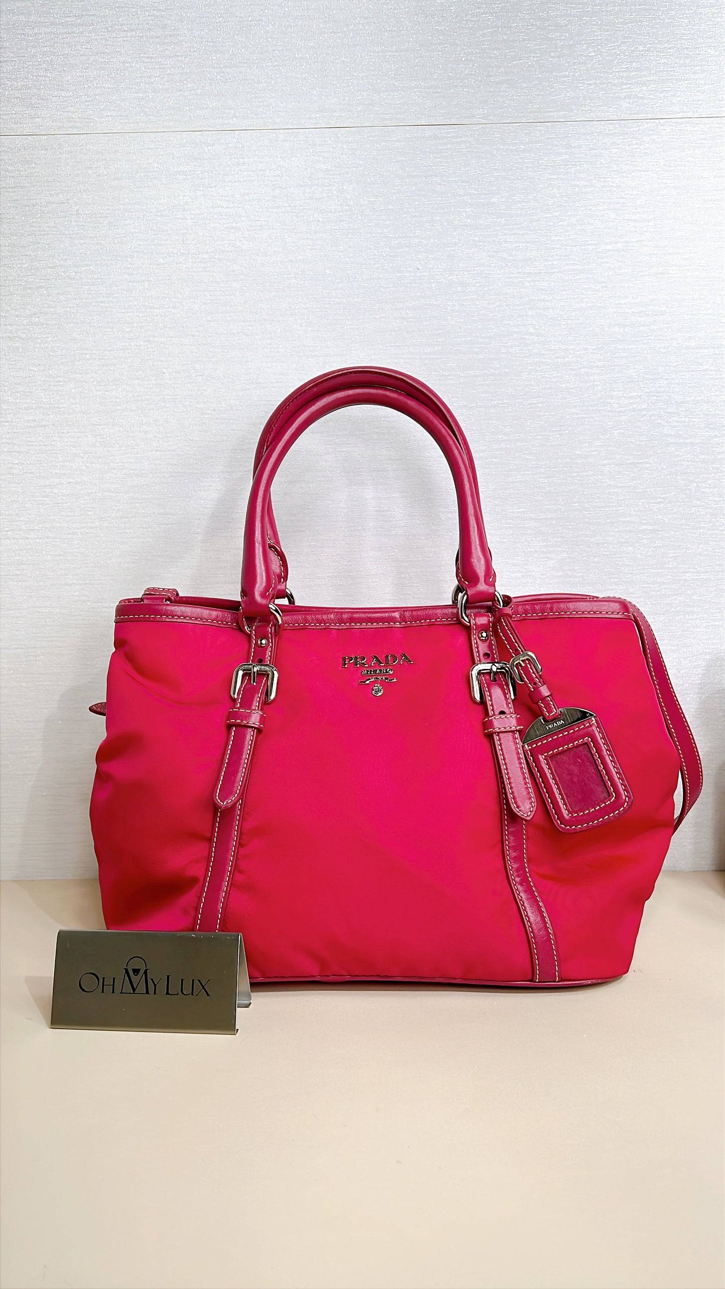 Prada Pink Nylon Tote Bag