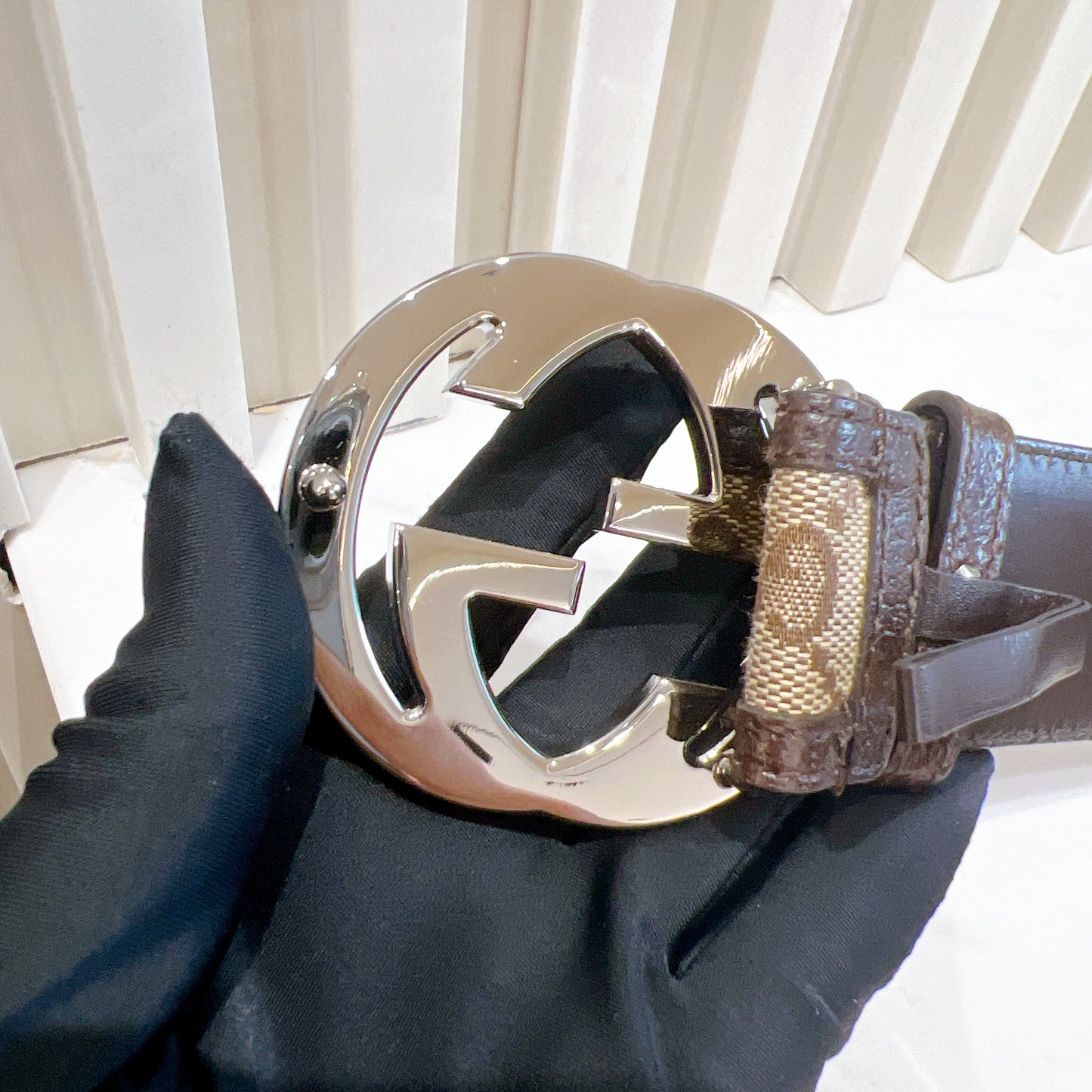 Gucci Brown Monogram Canvas Belt
