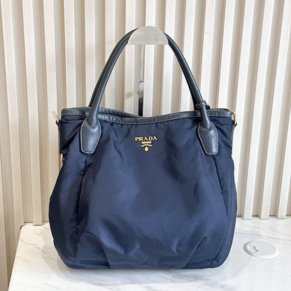 Prada 2 Way Navy Blue Nylon Tote