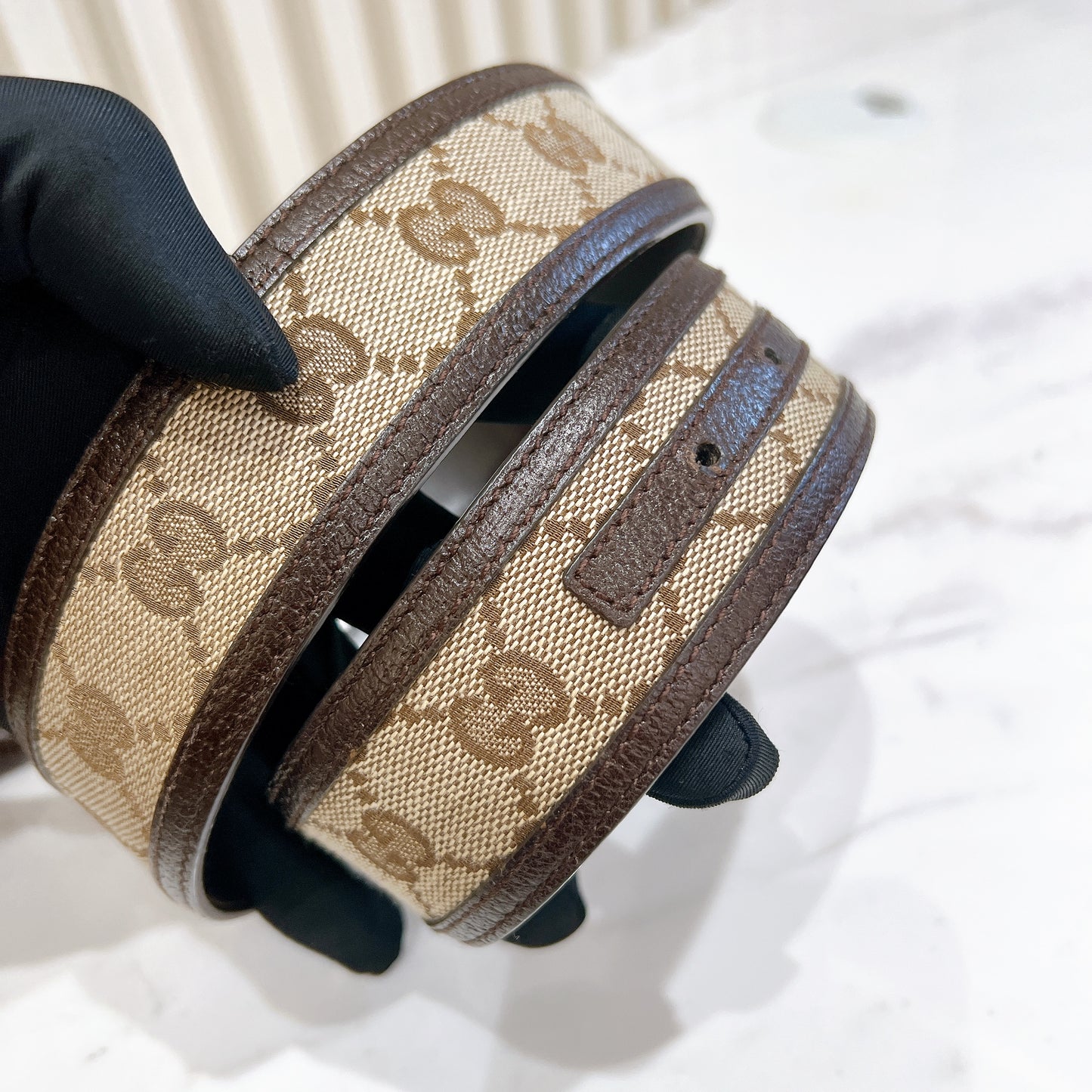 Gucci Brown Monogram Canvas Belt