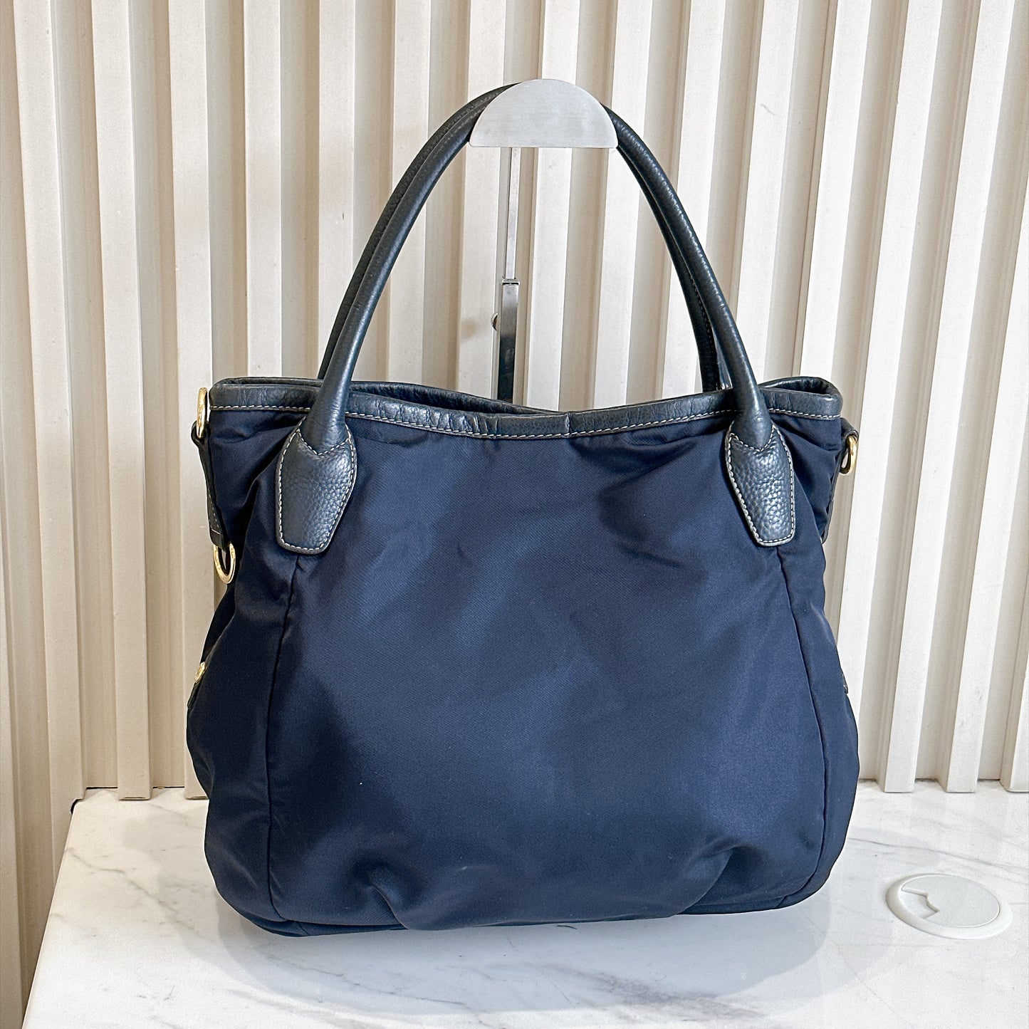 Prada 2 Way Navy Blue Nylon Tote