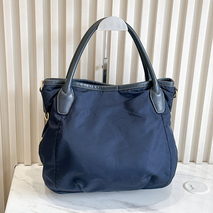 Prada 2 Way Navy Blue Nylon Tote