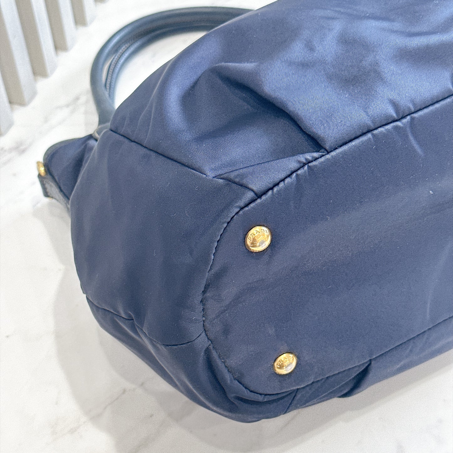 Prada 2 Way Navy Blue Nylon Tote