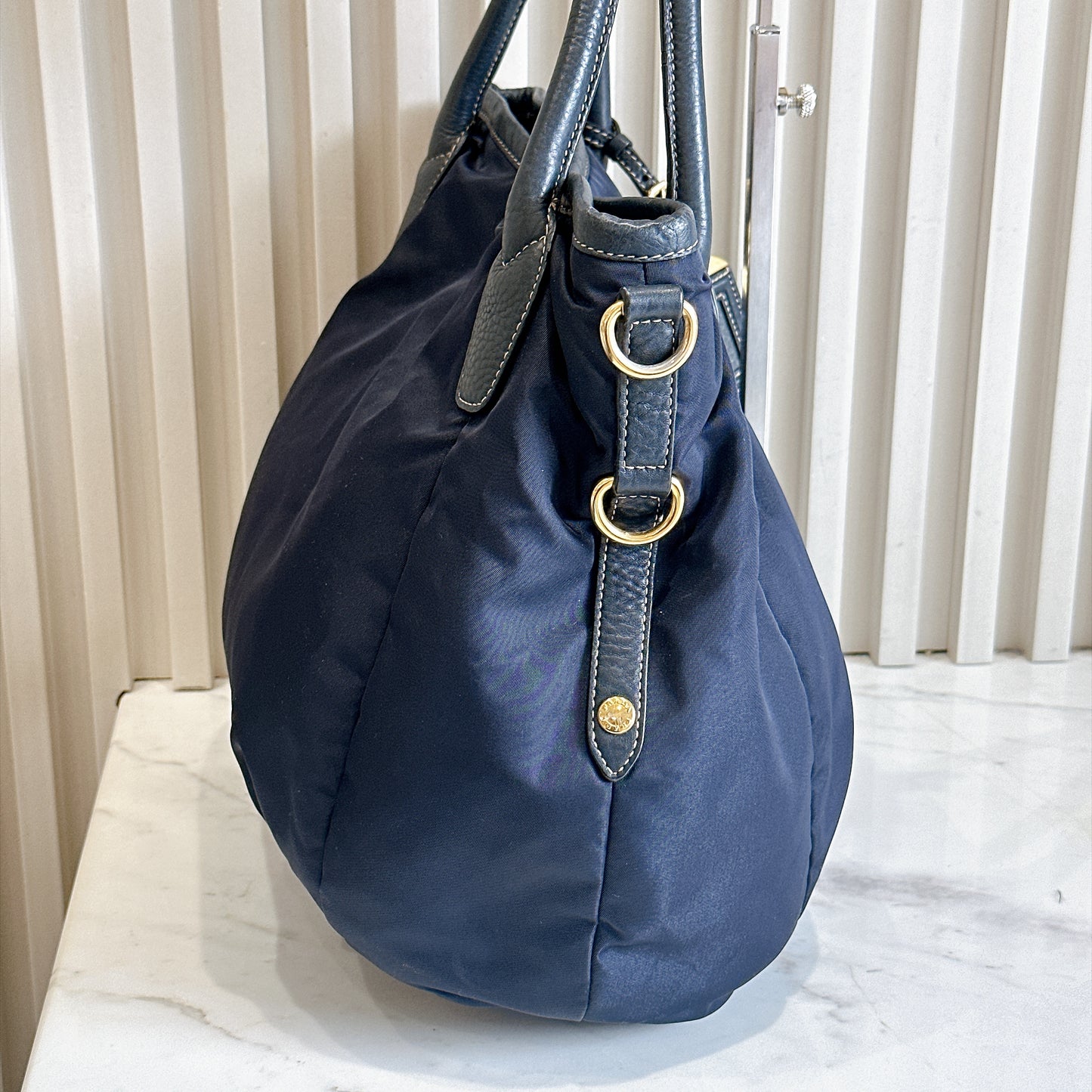 Prada 2 Way Navy Blue Nylon Tote