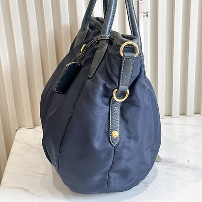 Prada 2 Way Navy Blue Nylon Tote