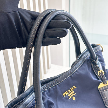 Prada 2 Way Navy Blue Nylon Tote