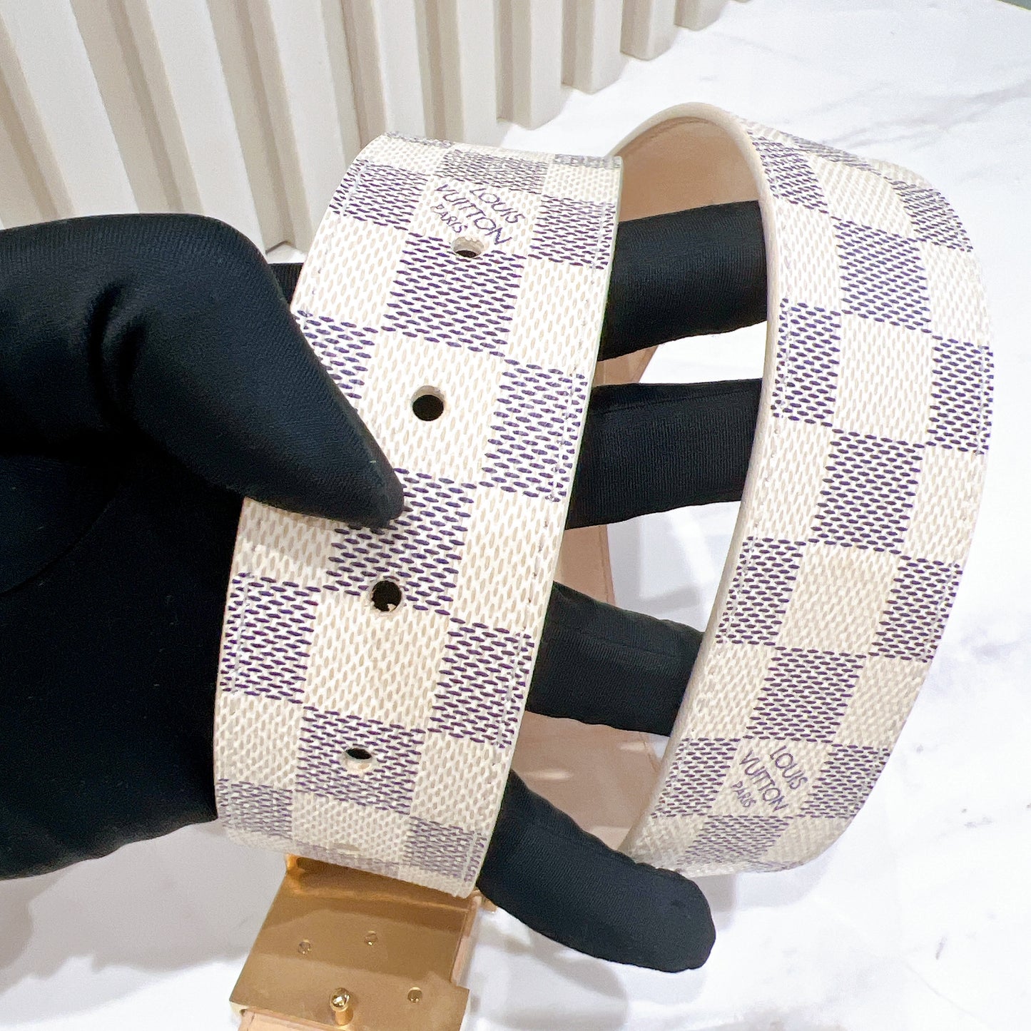 LV Damier Azur Initiales Belt