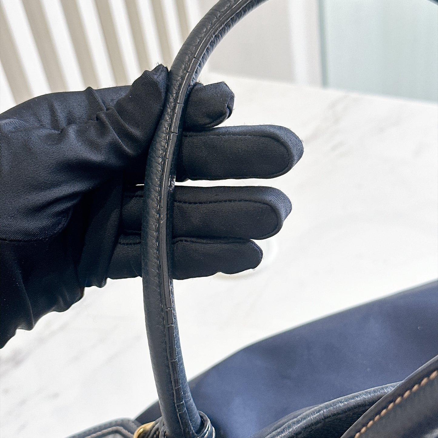 Prada 2 Way Navy Blue Nylon Tote